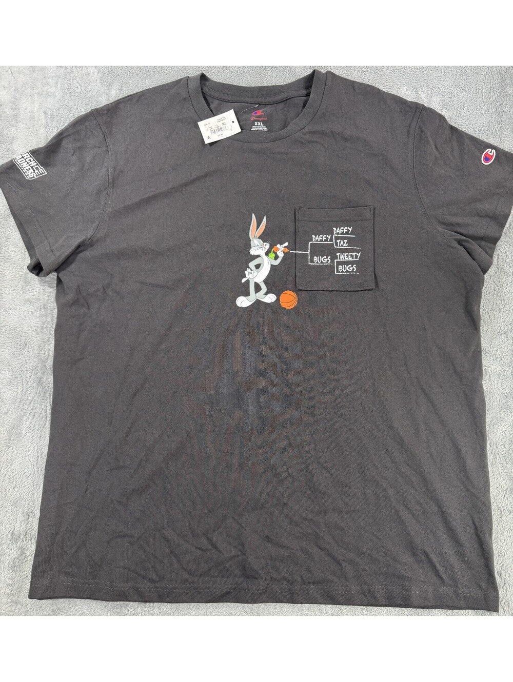 Champion Space Jam March Madness XXL Charcoal Gray Graphic T-Shirt with Pocket